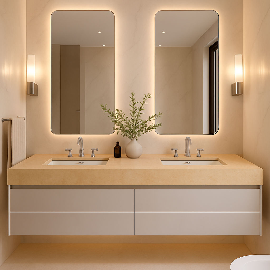 Light Beige — Blaty łazienkowe z konglomeratu marmurowego
