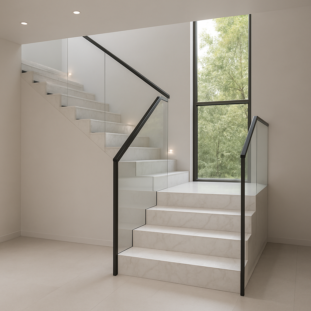 Carrara Micro — Schody z konglomeratu marmurowego